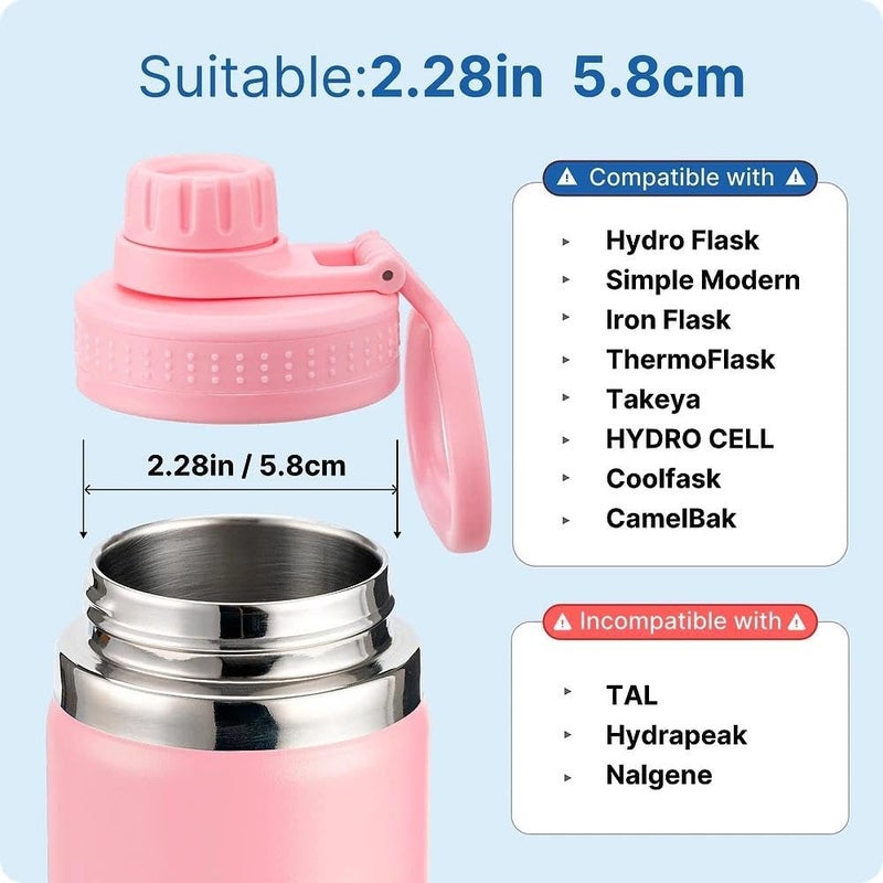 Prurex Replacement Spout Lid for Hydro Flask Wide Mouth Bottles (12/16/18/22/32/40/64oz) – 2.28" Leak-Proof Sports Cap Accessory, Secure Fit - Image 3